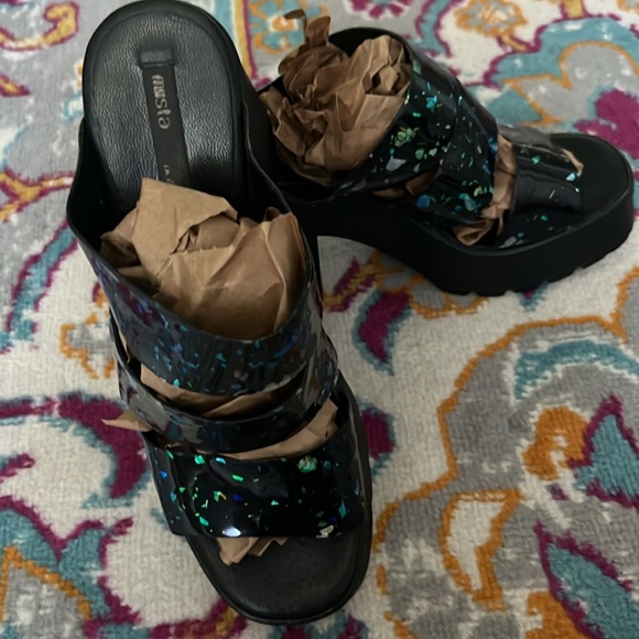 Miista Made In Spain Speckle Black Glitter
Iridescent Platform Sandals-Size 39 - Picture 3 of 14
